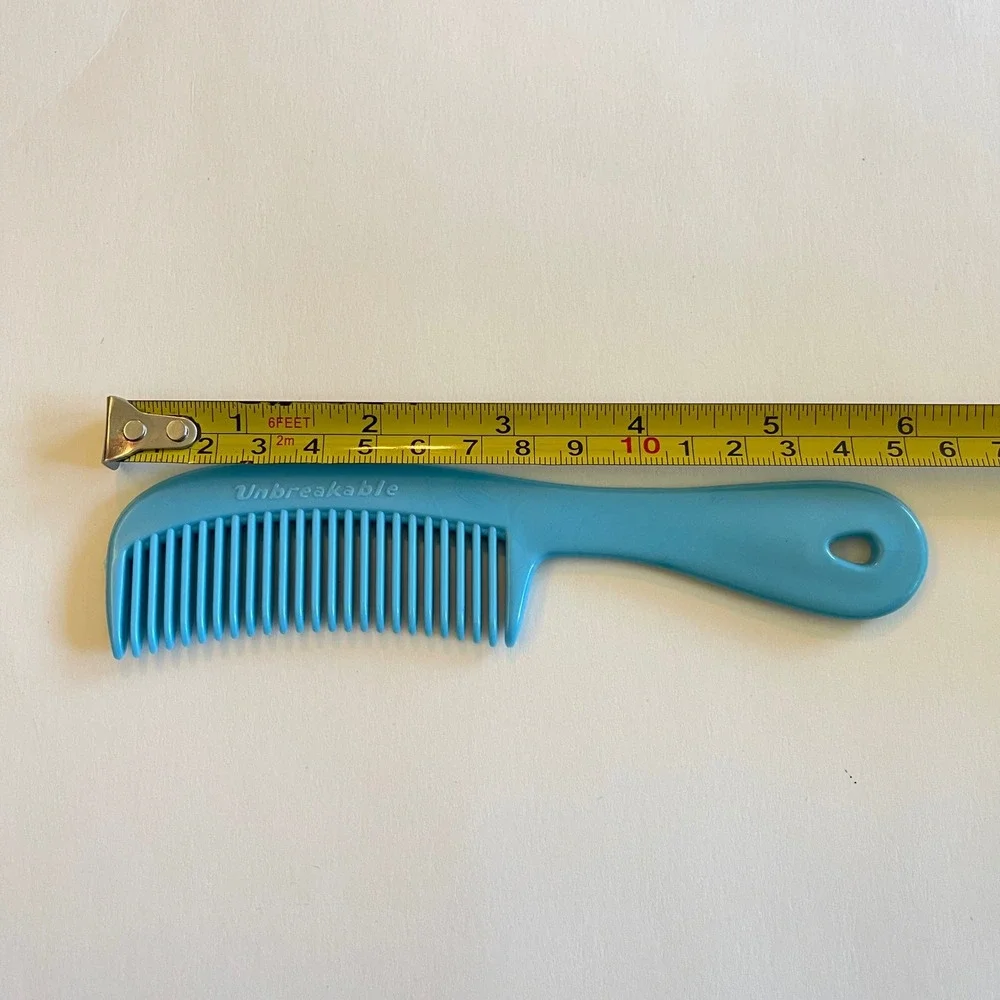 Vtg UNBREAKABLE Comb Teal Blue Plastic 80s USA purse pocket travel 6